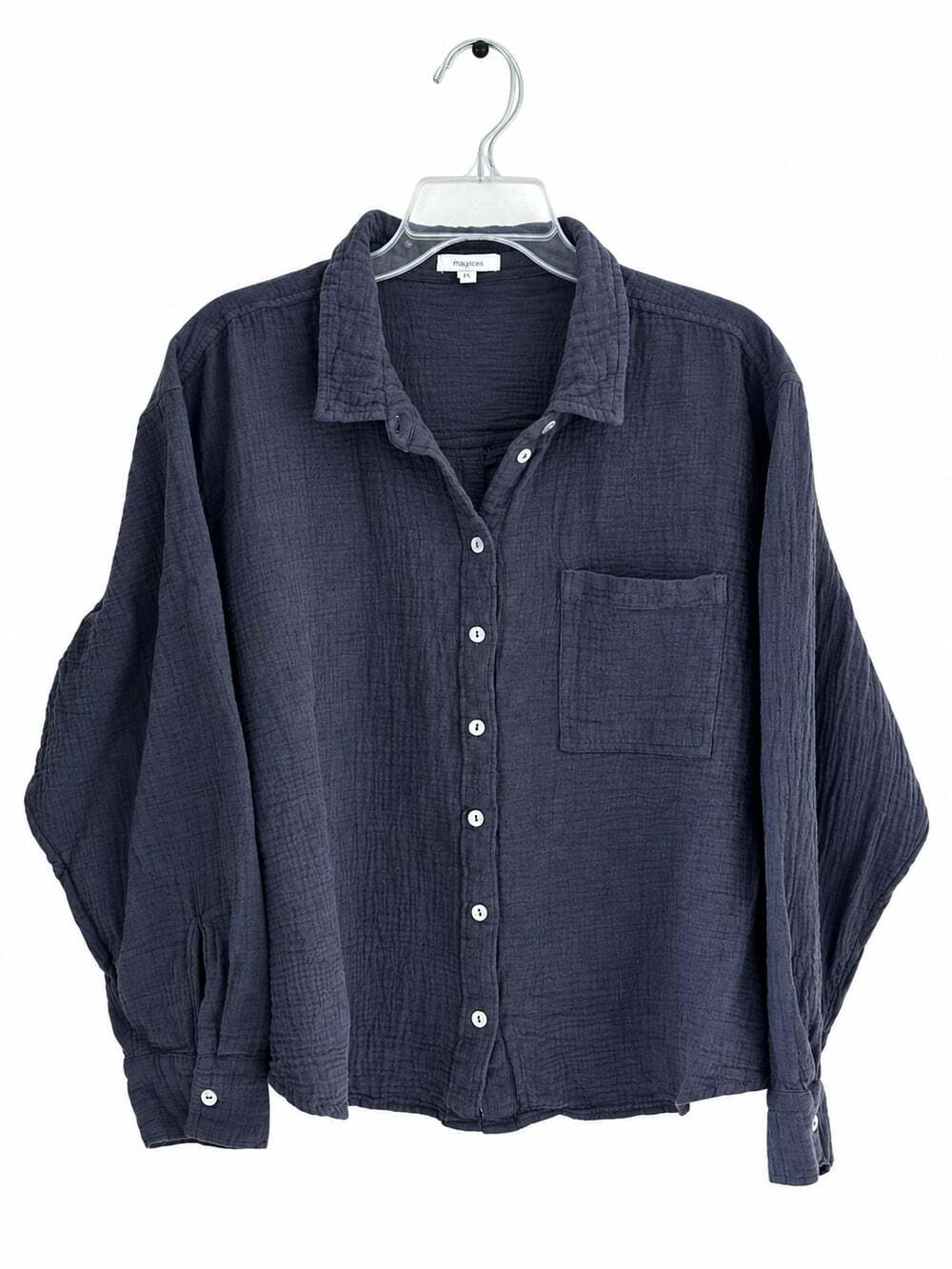 Maurices Charcoal Gray Cotton Gauze Button Down Shirt 2X Relaxed Oversized